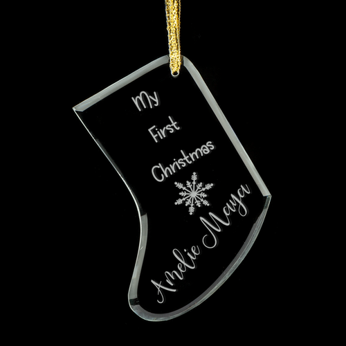 Baby's 1st Christmas Personalised Glass Ornament - Snowflake
