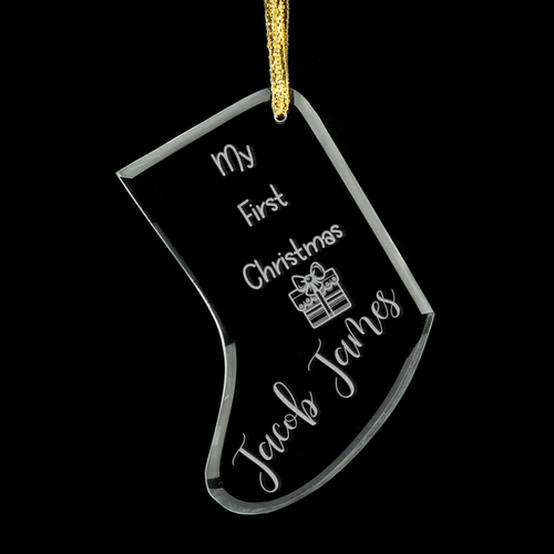 Baby's 1st Christmas Personalised Glass Ornament - Gift Box