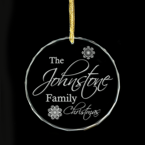 Family Christmas Personalised Glass Round Ornament
