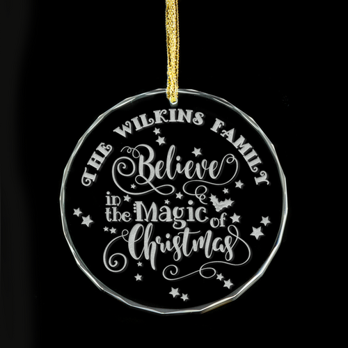 Our Family Believes Personalised Glass Ornament
