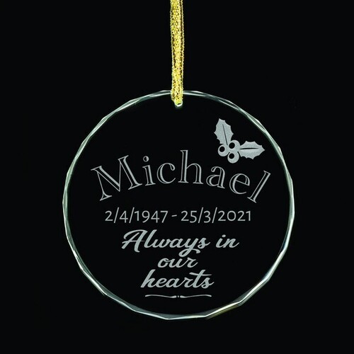 Always in our Hearts Personalised Glass Ornament