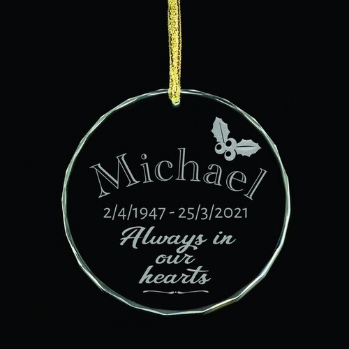 Always in our Hearts Personalised Glass Ornament