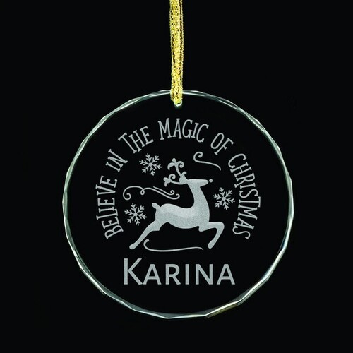 I Believe In The Magic Glass Ornament - Reindeer