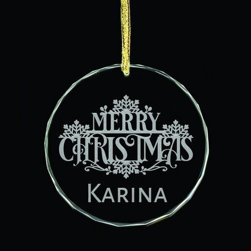 Merry Christmas Personalised Glass Ornament