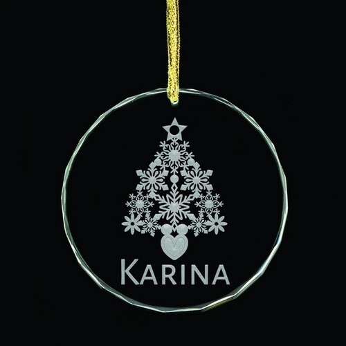 Christmas Tree Personalised Glass Ornament