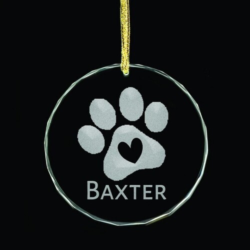 Paw Print Glass Ornament - Dog
