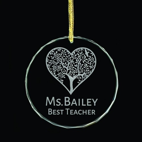 Best Teacher Personalised Glass Ornament
