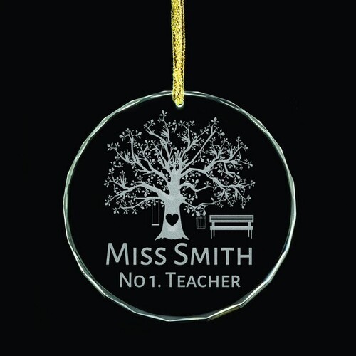 No1. Teacher Personalised Glass Ornament