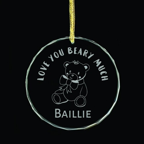 Love you Beary Much Personalised Glass Ornament