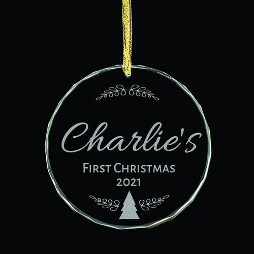 Baby's 1st Christmas Personalised Glass Ornament - Tree