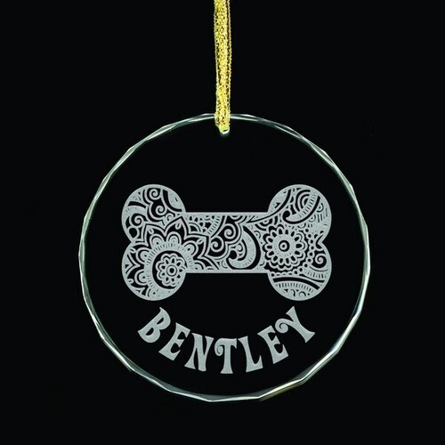Dog Bone Glass Ornament