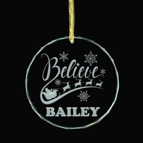 Believe Personalised Glass Ornament