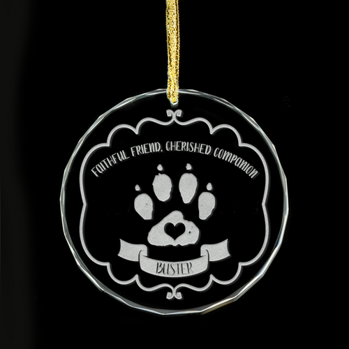 Faithful Friend Personalised Glass Ornament - Dogs
