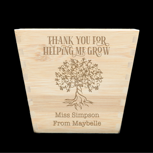 Engraved Planter Box - Helping Me Grow Teacher