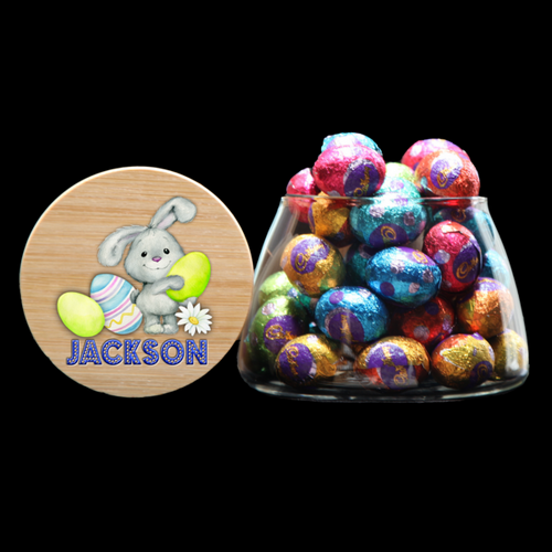 Personalised Round Bottom Lolly Jar  - Bunny Dot Font  