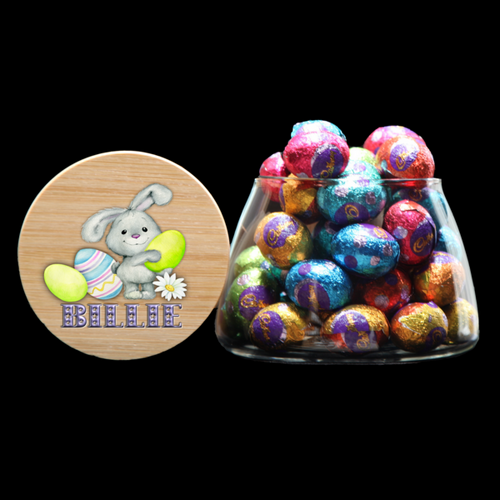 Personalised Round Bottom Lolly Jar  - Bunny Star Font 