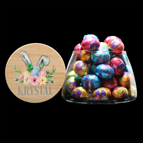 Personalised Round Bottom Lolly Jar  - Bunny Ears Floral 