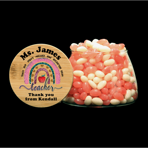 Personalised Lolly Jar - Apple Rainbow Teacher