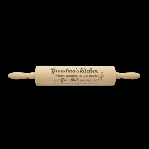 Engraved Rolling Pin - Where Grandkids Are Spoiled