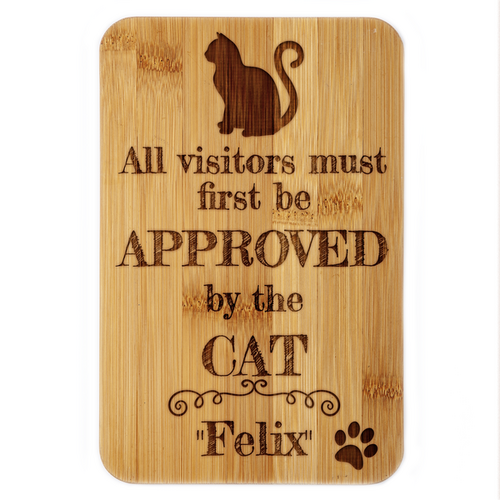 Visitors Approved by the Cat Bamboo Plaque 