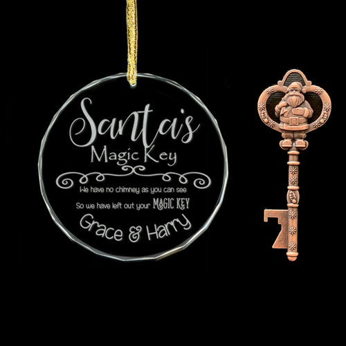 Santa's Magic Key with Engraved Glass Ornament