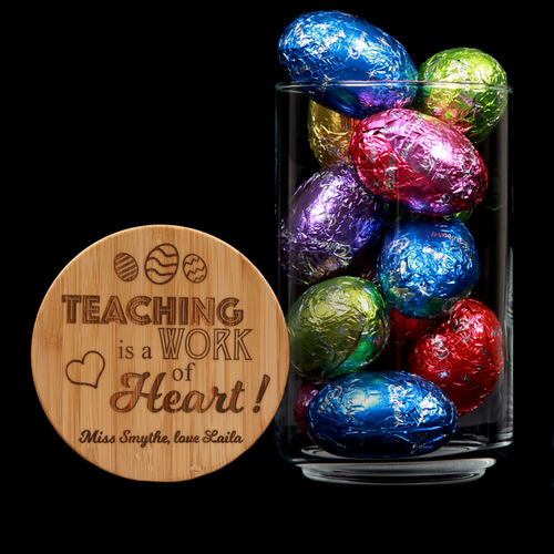 Personalised Easter Lolly Jar - Teaching Is A Work Of Heart Jar - Easter