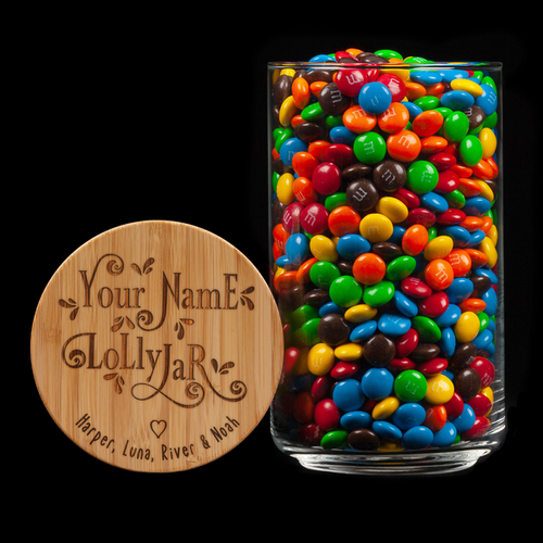 Personalised Word Art Lolly Jar:Name of your choice - with the names of the gift givers included