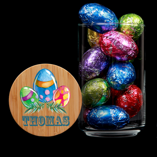 Personalised Lolly Jar  - Watercolour Eggs 