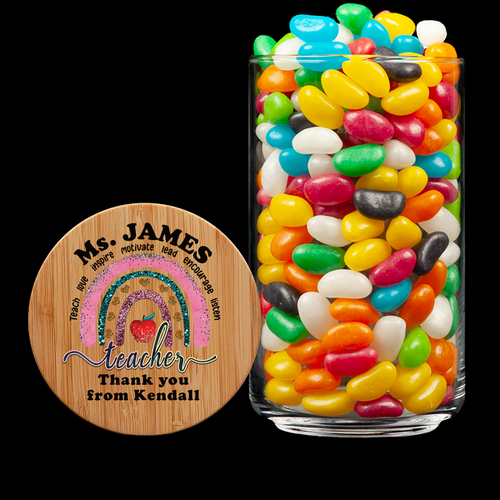 Personalised Lolly Jar - Apple Rainbow Teacher