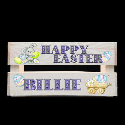 Wooden Personalised Crates  - Bunny Star Font  