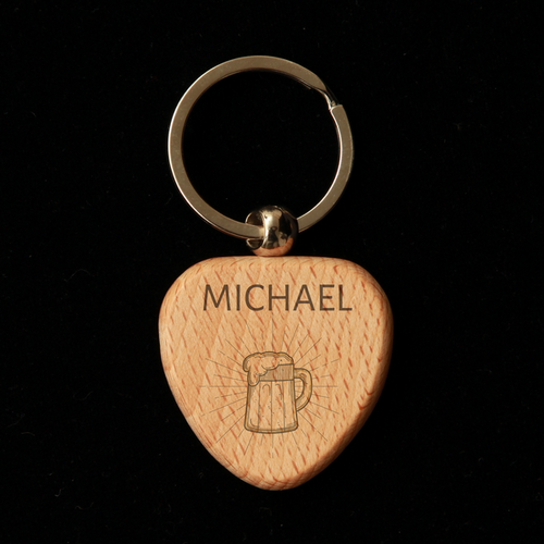 Heart Wooden Key Ring - Beer