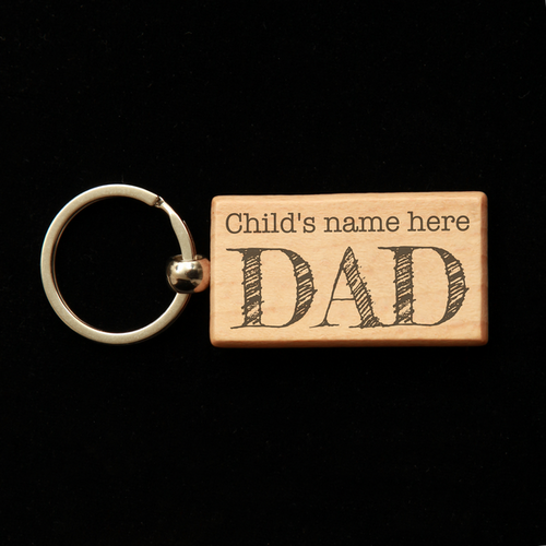 Rectangular Wooden Key Ring - Dad