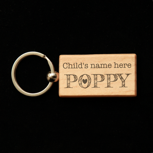 Rectangular Wooden Key Ring - Nanny