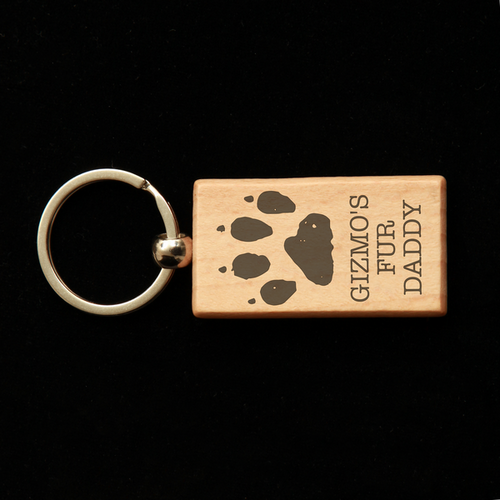 Rectangular Wooden Key Ring - Fur Daddy