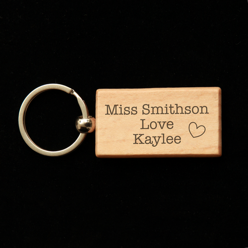 Rectangular Wooden Key Ring - Helping Me Grow Clover