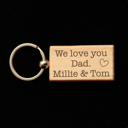 Rectangular Wooden Key Ring - Bear
