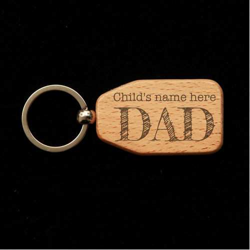 Trapezoid Wooden Key Ring - Dad