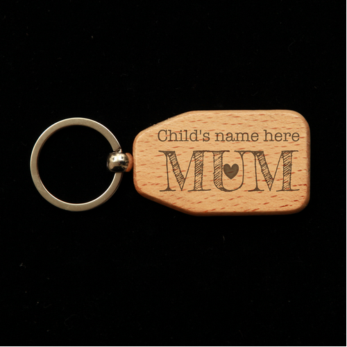 Trapezoid Wooden Key Ring - Mum