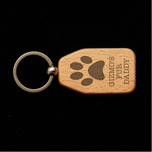 Trapezoid Wooden Key Ring - Fur Daddy