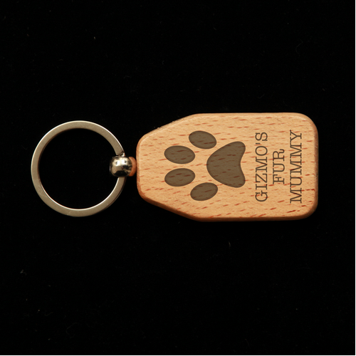 Trapezoid Wooden Key Ring - Fur Mummy