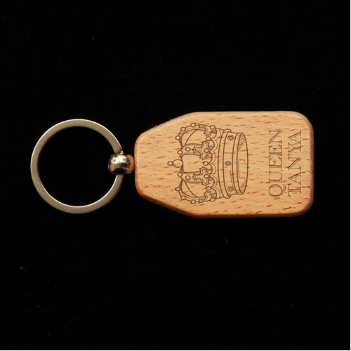 Trapezoid Wooden Key Ring - Queen