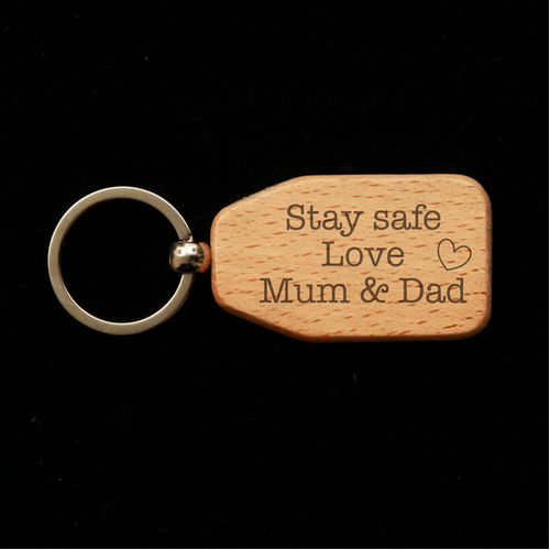 Trapezoid Wooden Key Ring - Stay Safe Car 3