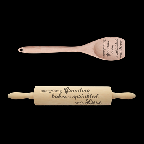 Engraved Rolling Pin & Wooden Spoon Set - Sprinkled With Love