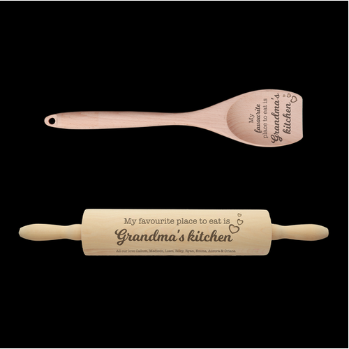 Engraved Rolling Pin & Wooden Spoon Set - The Place To Eat