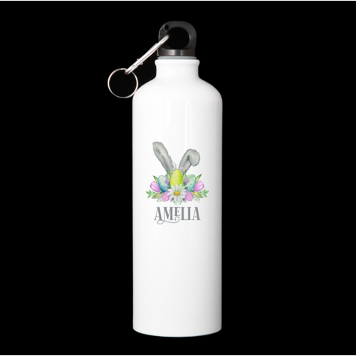 Personalised Water Bottle - Egg & Daisy  Garland Bunny Ears 