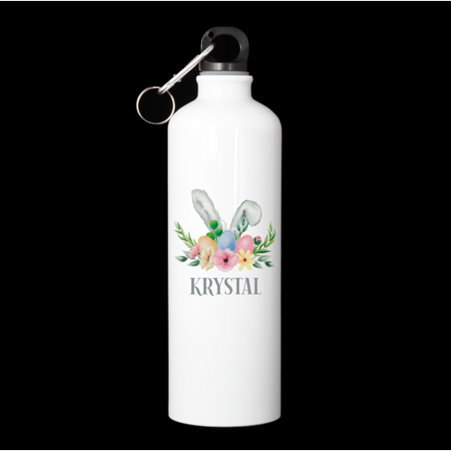 Personalised Water Bottle - Egg & Floral Garland Bunny Ears 
