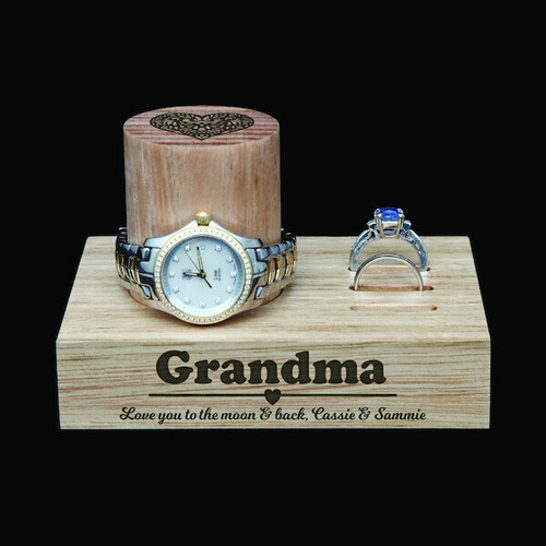 Personalised Tasmanian Oak Watch Stand - Love you to the Moon