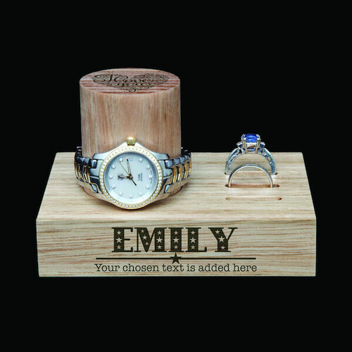 Personalised Tasmanian Oak Watch Stand - Name & Custom message